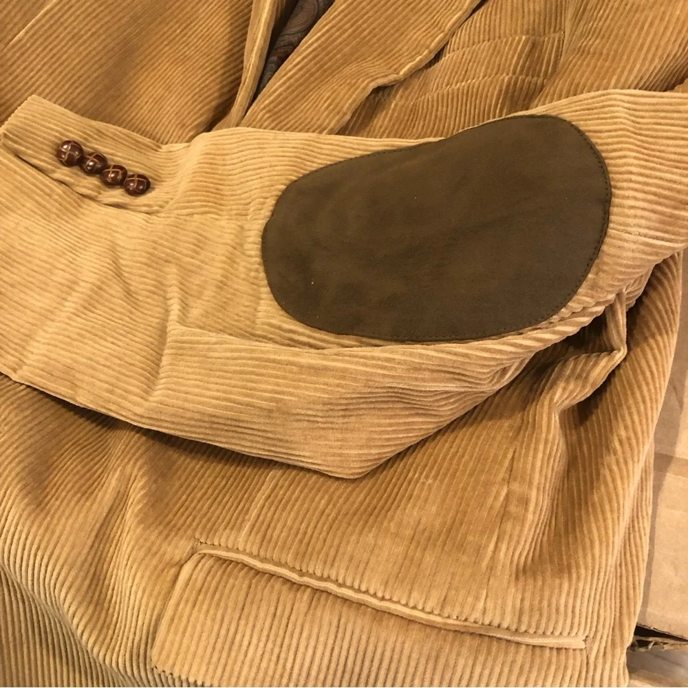 RALPH LAUREN Corduroy Blazer With Elbow Patches Paisley Lining 44LONG